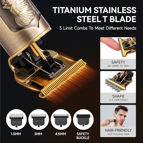 T-Blade Trimmer for Men Professional Hair Clippers Barber Beard Trimme Hair Trimmer with LCD Display T Liners Cordless Zero Gapped Shavers Edgers Clipper for Hair Cutting