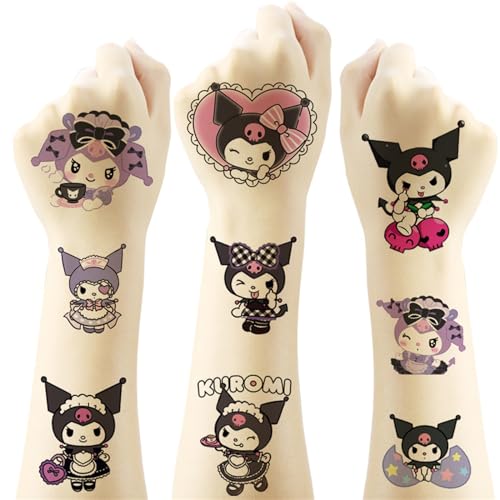 kingmagnate 40pcs Temporary Tattoos for Kids,Kuomi Party Favors Fake Tattoos Stickers,Kawaii Birthday Party Supplies,Birthday Decorations Party Game Activities Reward Gifts (Klm)