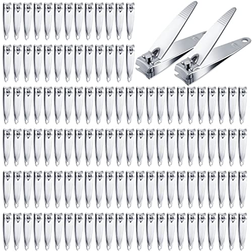 Hestya 300 Pieces Nail Clippers Bulk Stainless Steel Clipper Bulk Flat Toenail Clippers Portable Sturdy Nail Cutter Manicure Trimmer Curved Edge Pedicure for Men Women Toe Travel