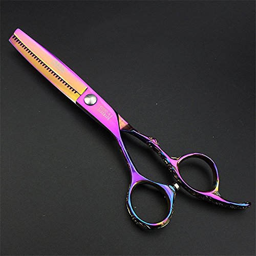 (Left hand) Purple 6-inch hair clippers Japanese 440c high hardness stainless steel professional hair salon hair clippers and thinning scissors