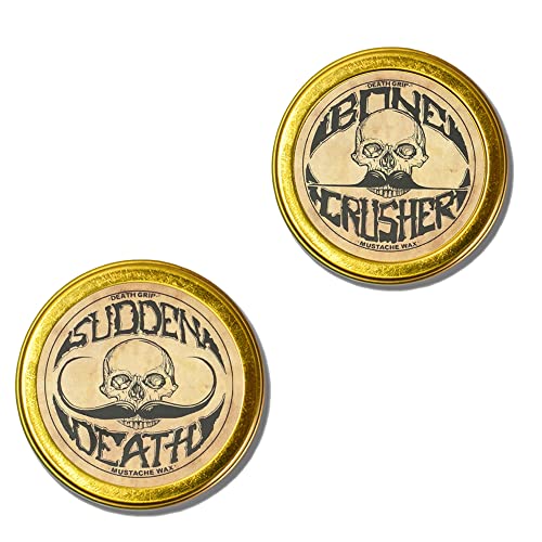 THE VINTAGE GROOMING CO. Death Grip Combo | Sudden Death Hold & Bone Crusher Firm Mustache Waxes for Handlebar, English, Dali, Walrus & Curly Styles