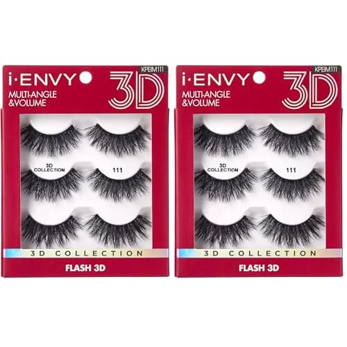 iEnvy False Eyelashes 3 Pairs Fluffy and Natural Multiangle and Volume Faux Mink Lashes (11) (Pack of 2)