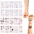LOGJAM 20 Sheets Y2K Temporary Tattoos Stickers for Girls, Butterfly Aesthetic Cool Cyberpunk Waterproof Temporary Tattoo Decals