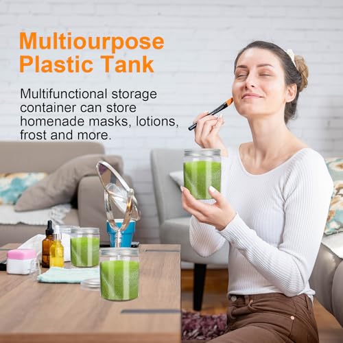 48 Packs 8.8oz (250 ml) Clear Plastic Jars with Silver Lids, Cosmetic Containers jars with Wide-Mouth for slime, beads, rhinestones, sequins Cosmetics, Lotion, Cream, Ointments and More