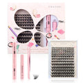 False Eyelashes Butterfly D Curl Lash Clusters Kit 144PCS, 8-16mm Wispy & Hypoallergenic with Pink 4-in-1 Tools for Daily or Special Occasions