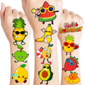96PCS Fruit Pre-Cut Temporary Tattoos for Kids - Summer Themed Birthday Party Supplies, Cute Lemon, Orange, Strawberry, Watermelon Stickers, Fun Party Favors, School Prizes