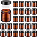 Norme 24 Pcs 4 oz Glass Jars with Lids Leakproof Round Airtight Empty Cosmetic Jars with Inner Liners Lid for Storing Lotions Powder Ointments Candle Making Tins (Black,Amber)