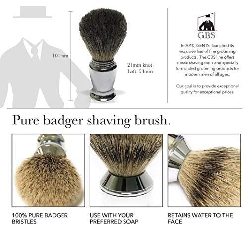 G.B.S Men Deluxe Travelling Kit, Butterfly Double Edge Safety Razor, Chrome Shaving Brush, Soap Bowl, Natural Shaving Soap with Alum Block and Mesh Toiletry Bag