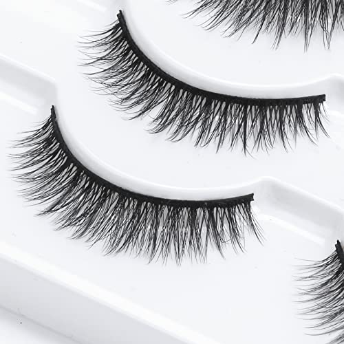SONAFEEL False Lashes Natural Look Eye Lashes Pack Short Natural Eyelashes Wispy Strip Lashes Small Crisscross Daily Fake Eyelashes Reusable Faux 3d Mink Lashes Pesta?as Postizas Naturales