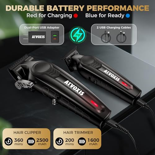 Hair Clippers for Men Professional, Barber Clippers and Trimmers Set, Cordless Hair Clippers, Hair Cutting Kit, Barber Kit, Haircut Kit, Maquina para Cortar Pelo De Hombre (Black)