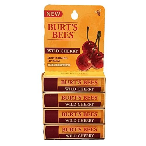 Burt's Bees Wild Cherry Moisturizing Lip Balm 0.15 oz 4 Pack