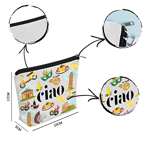 WZJHCL Italy Trip Makeup Pouch - Italian Souvenir Italy Vacation Holiday Cosmetic Kit - Bachelorette Trip Ciao Gift