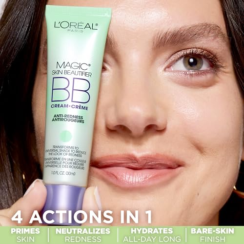L'Or?al Paris Makeup Magic Skin Beautifier BB Cream Tinted Moisturizer, Anti-Redness, 1 fl oz, 1 Count