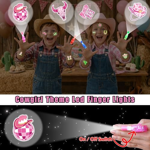 72 PCS Cowgirl Party Favors ? 48 PCS Luminous Tattoos & 24 PCS LED Finger Lights Combo ? Birthday Goodie Bag Fillers, Party Supplies, Gifts Light Up Toys Glow In The Dark for Boys and Girls