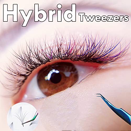 Volume Tweezers Eyelash Extensions, Lash Tweezers 45 degree Original L Shape For 0.05 0.07 0.1 0.15 0.2 Classic Lash/Mega Volume/Hybrid Lash Triple Function (Multi-Function Tweezers)