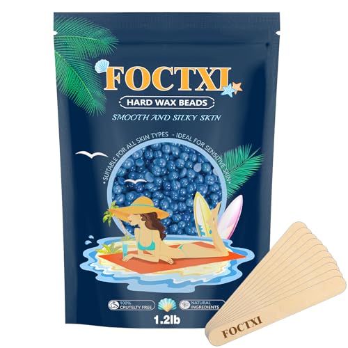 Hard Wax Beads, 1.2lb Wax Beans for Hair Removal Sensitive Skin + 10 Large Applicator Sticks - Coarse Hair Formula ? Brazilian Bikini, Face, Eyebrows, Underarms, Arms, Chest, Back, Legs(544g)
