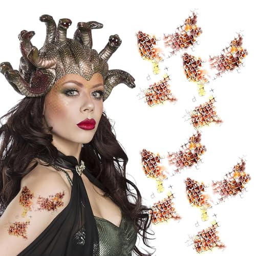 Halloween Decoration Snake Tattoo Temporary Tattoo Stickers Waterproof Fake Tattoos for Halloween Cosplay Costume Makeup Supplies