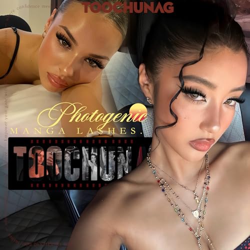 TOOCHUNAG Anime Lash Clusters 12-20mm Manga Eyelash Clusters Volume Cluster Eyelash Extensions D Curly Lashes Clusters DIY Lash Extensions Wispy Individual Lashes