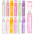 EXPRESSIONS 12pc Roll On Lip Gloss Set with Carrying Case, 12-Piece Glossy Lip Makeup - Assorted Fruity Flavors, Non Toxic, Kid Friendly, Party Gift, Best Friends
