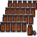 JUVITUS (24 pack) 2.5 oz / 75 ml Amber Glass Packer Bottle with Black Ribbed Lid