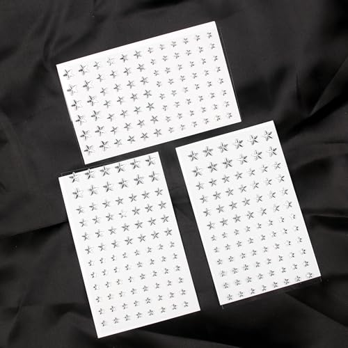 3 Sheets Self Adhesive Face Gems for Makeup Star Rhinestone Stickers Hair Gems Bling Jewels for Face Eyes Crafts Home Decor Scrapbooking Embellishments 5mm/7mm/10mm(Silver Rhinestones)