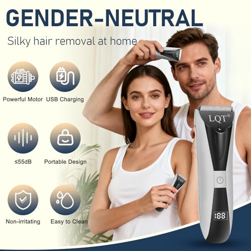 Pubic Hair Trimmer for Men with LED Display, Waterproof Body Groomer & Bikini Shaver, Type-C Rechargeable with LED Light, Ideal Christmas & New Year Gift for Men