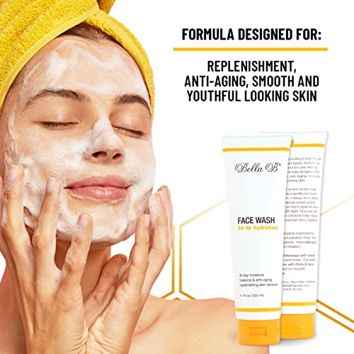 Bella B Face Wash 4.1 oz Tube - Facial Glow - Pregnancy Skin Care - Natural Facial Daily Cleanser - No Artificial Fragrance - Pregnancy Safe Face Wash - Healthy Beauty - Anti Aging Facial Wash