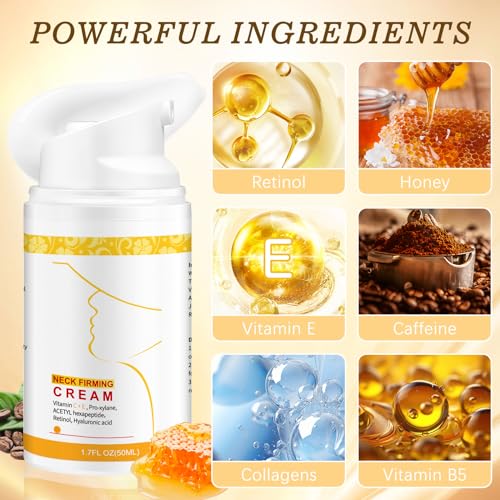 Neck Creams for Tightening and Firming, Face & Chest Anti-Aging Moisturizer for Crepey Sagging Skin & Wrinkles Neck Cream with Collagen, Retinol & Hyaluronic Acid Deep Hydration Day & Night Skin Care