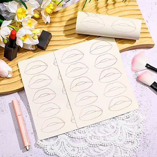 Maitys 5 Sheets Lip Tattoo Practice Skin Lip Blushing Practice Skin for Machine Supplies Makeup(Red)