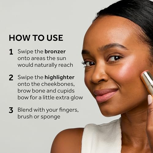 No7 Pro Artist Multi-Use Bronzer Stick & Highlighter Makeup - Dual-Ended Cream Contour and Face Highlighter with Vitamin E and Argan Oil for a Radiant Finish - Light Bronze/Champagne Glow (10g)