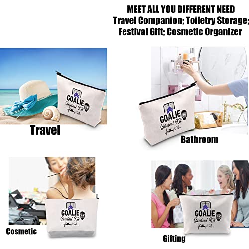 JYTAPP Goalie Survival Kit Cosmetic Bag Hockey Goalie Goaltender Gift Ice Hockey Gifts for Hockey Players Travel Pouch Makeup Case Gifts for Hockey