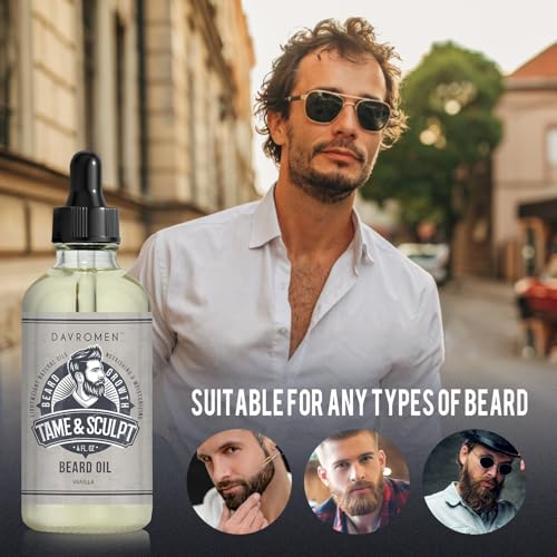 4 Fl Oz Beard Oil for Men- Vanilla & Unscented Natural Beard Wash with Argan and Jojoba Oil, Beard Conditioner for Deeply Moisturizes, Shea Butter Moisture for Men(2 Pack)