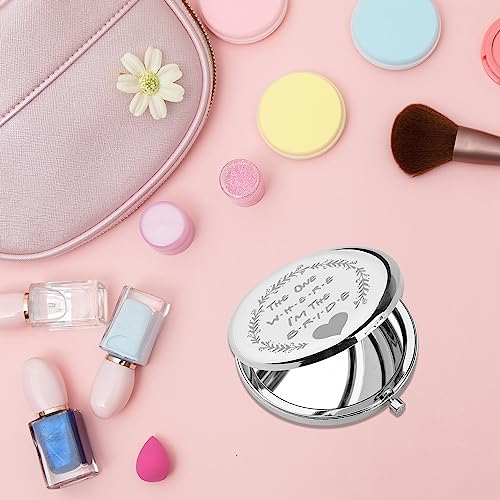 PLITI Bride to Be Compact Mirror Bride Wedding Gift Bridal Shower Gift The One Where I'm The Bride Pocket Mirror for Women (one The Bride CM)