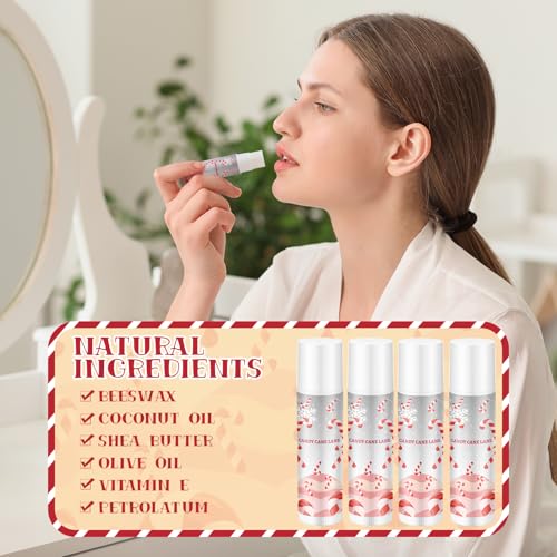 48 Set Christmas Candy Peppermint Cane Lip Balm and Body Lotion Bulk Christmas Hand Cream for Women Peppermint Lip Balm for Women Men Travel Size Body Lotion Gift