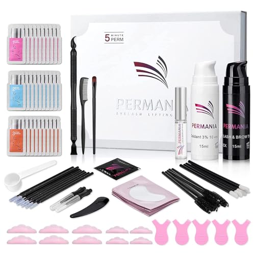 PERMANIA Lash Lift with Black Color Kit, Quick Eyelash & Brow Lamination 15 Mins Coloring Natural Black Result in Lash Enhancers & Primers