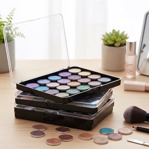 6 Pcs Magnetic Makeup Palette, Empty Cosmetics Storage Box with Clear Top for Eyeshadow, Blush, Powder, Lipstick DIY Organization, 5.51x3.94 Inch
