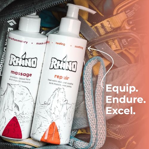 Rhino Skin Solutions Repair Cream - Soothing Relief for Dry, Cracked Skin, Ideal for Climbers, Athletes & MMA | Cooling, Made in Oregon, Fast Healing for Sore Skin, Muscles & Joints (16 fl oz)