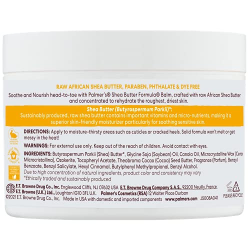 Palmer's Shea Butter Formula Raw African Shea Butter Balm,Nourishing Body Moisturizer for Rough,Dry Skin,7.25 Ounces,(Pack of 2)