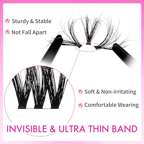 VEYESBEAUTY Lash Clusters Fluffy Individual Lash Extensions VBmuse 3D Layered Volume Eyelashes Thin & Invisible Band Wispy Faux Mink Lash Silk Bloom 3D Series Mixed Length 10-18mm