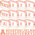 12 Personalized Initial A-z Preppy Patch Clear Makeup Bag Initial Letter Beach Travel Toiletry Cosmetic PVC Bag DIY Chenille Letter Patches Easter Exchange Gifts(Pink, Pink Letters)