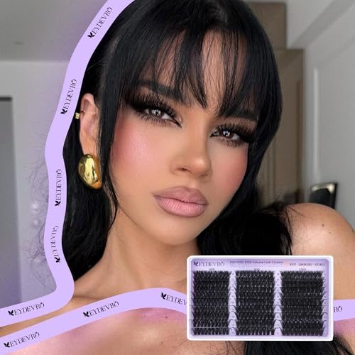 EYDEVRO Volume Lash Clusters 60D80D100D Eyelash Clusters Full Thick Cluster Eyelash Extensions D Curvature 10-18mm Individual Lashes Mega Volume Cluster Lashes DIY Lash Extensions at Home