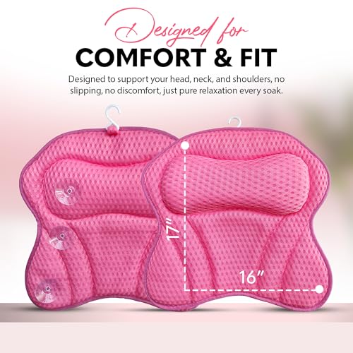 Bath Pillow for Tube - Relaxing Bath Pillows for Head and Neck, Relaxation Gifts for Women, Bathtub Pillow with Suction Cups, Spa Day Essentials, Bath Tub Accessories