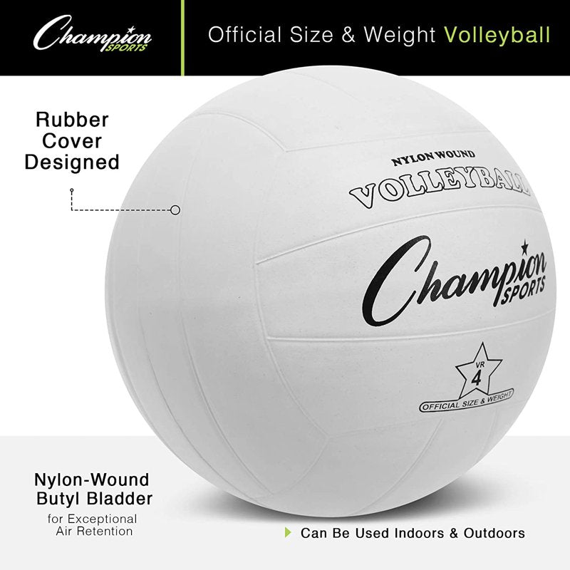 Rubber Volleyball - Official Size for Indoor and Outdoor Play, Durable Regulation Volleyball