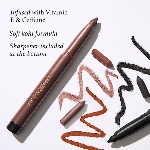 LAURA GELLER NEW YORK Kajal Longwear Kohl Eyeliner Pencil Duo - Dark Brown + Soft Slate - Smooth, Blendable Liner - Infused with Caffeine