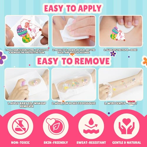 EMOME Glitter Easter Tattoos for Kids, 88 PCS Tattoo Stickers for Egg Decorating Kit, Eater Egg Fillers, Basket Stuffers, Party Favor Decoration, Kids Easter Crafts Game Activities Essentials