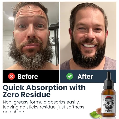 Rugged Roots Beard Oil-Honest Premium Beard Care-Great for Dry Itchy Beard-Soften, Soothe with All Natural Jojoba,Argan,Grape Seed- Unique Stocking Stuffers for Men (LumberJack)