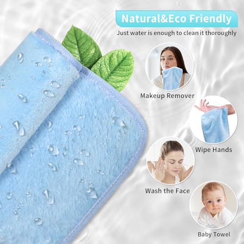 Makeup Remover Cloth 7-Day Set, 15"x6.5" Reusable Makeup Remover Towels, Makeup Washcloths, Skin Friendly Soft Washable Coral Fleece Microfiber Towel for Face, Eye, Lips Gift for Women