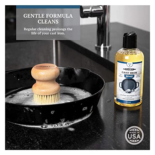 CLARK'S Small Scrub Brush and Cast Iron Soap | Maintain All Cast Iron and Carbon Cookware