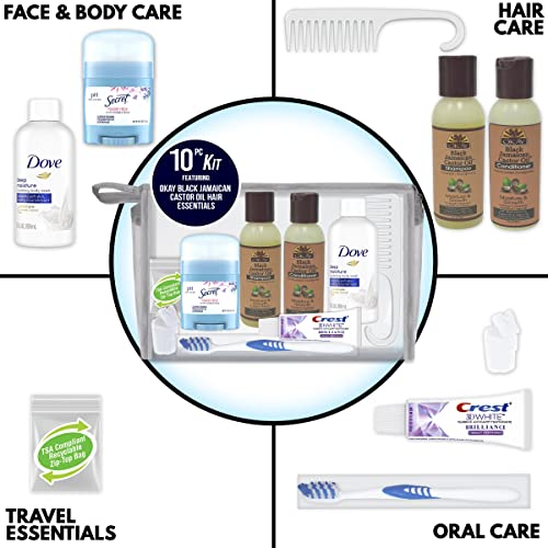 Convenience Kits International Women¡¯s Deluxe 10 PC Kit Featuring: OKAY Black Jamaican Castor Oil Hair, Body, Oral Care, Travel-Size Travel Essentials