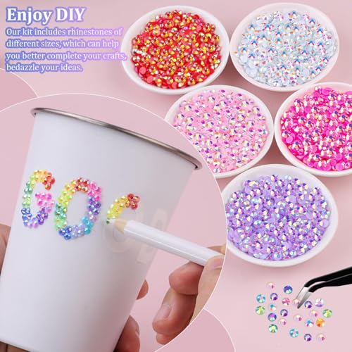 20000Pcs Resin Jelly Rhinestones for Bedazzling, 4mm Mixed-Color Flatback Gems for Diamond Art, Bedazzler Kit with 3Pcs 10ml B7000 Jewelry Glue for Crafting Crafts Book Shoes Nail Art